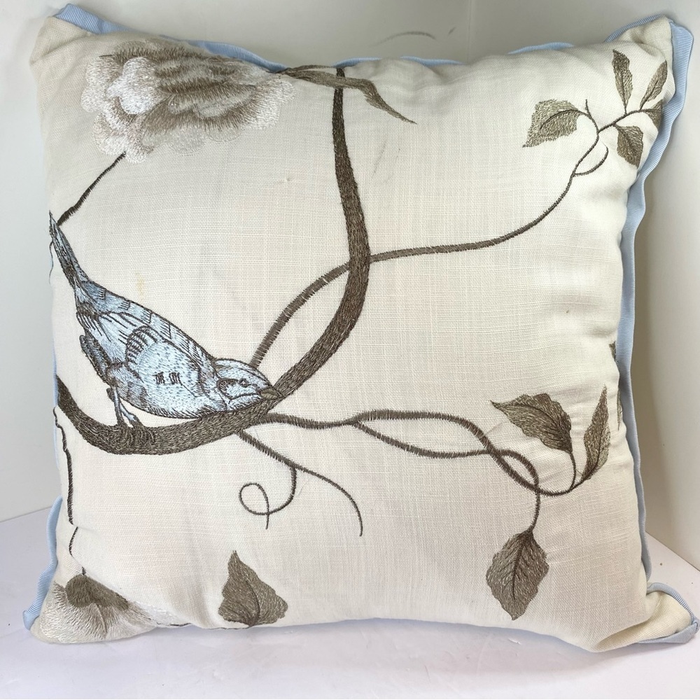 Vintage GlucksteinHome designer throw pillow Embroidered 16” feather fill